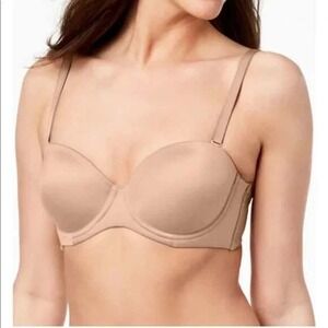 INC Strapless Bra Taupe Smooth Padded‎ Underwire Convertible Bra 38B / #8117
